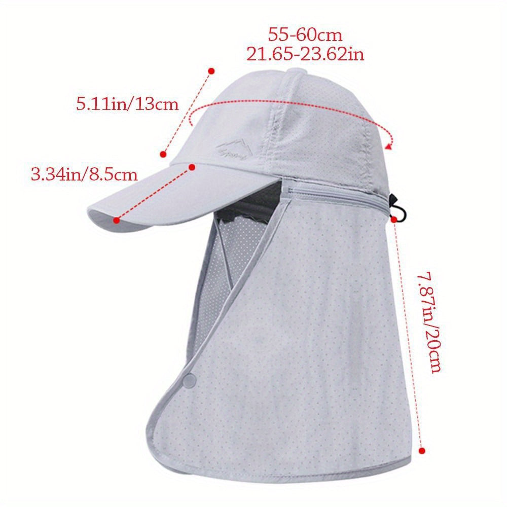 Collapsible trucker hat with sun-protective neck flap, easy to pack for travel and outdoor trips.