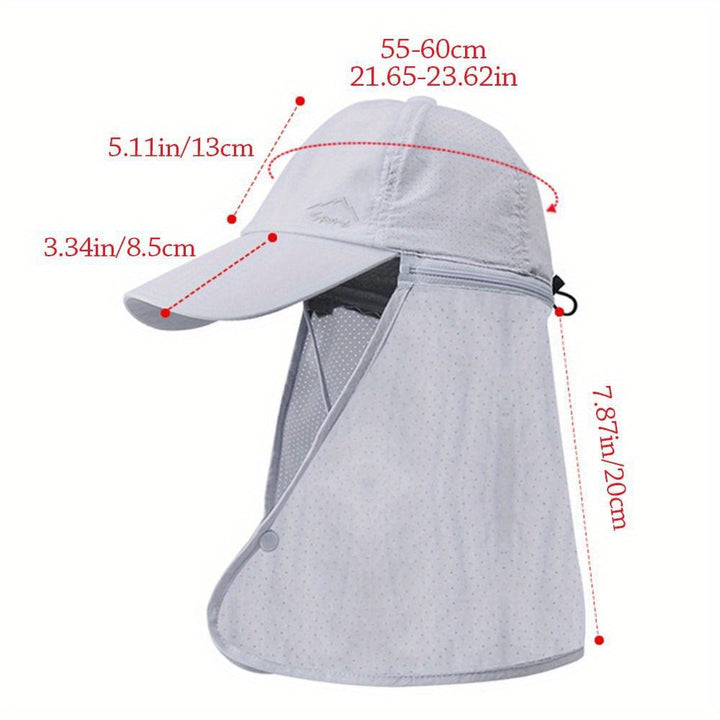 Collapsible trucker hat with sun-protective neck flap, easy to pack for travel and outdoor trips.