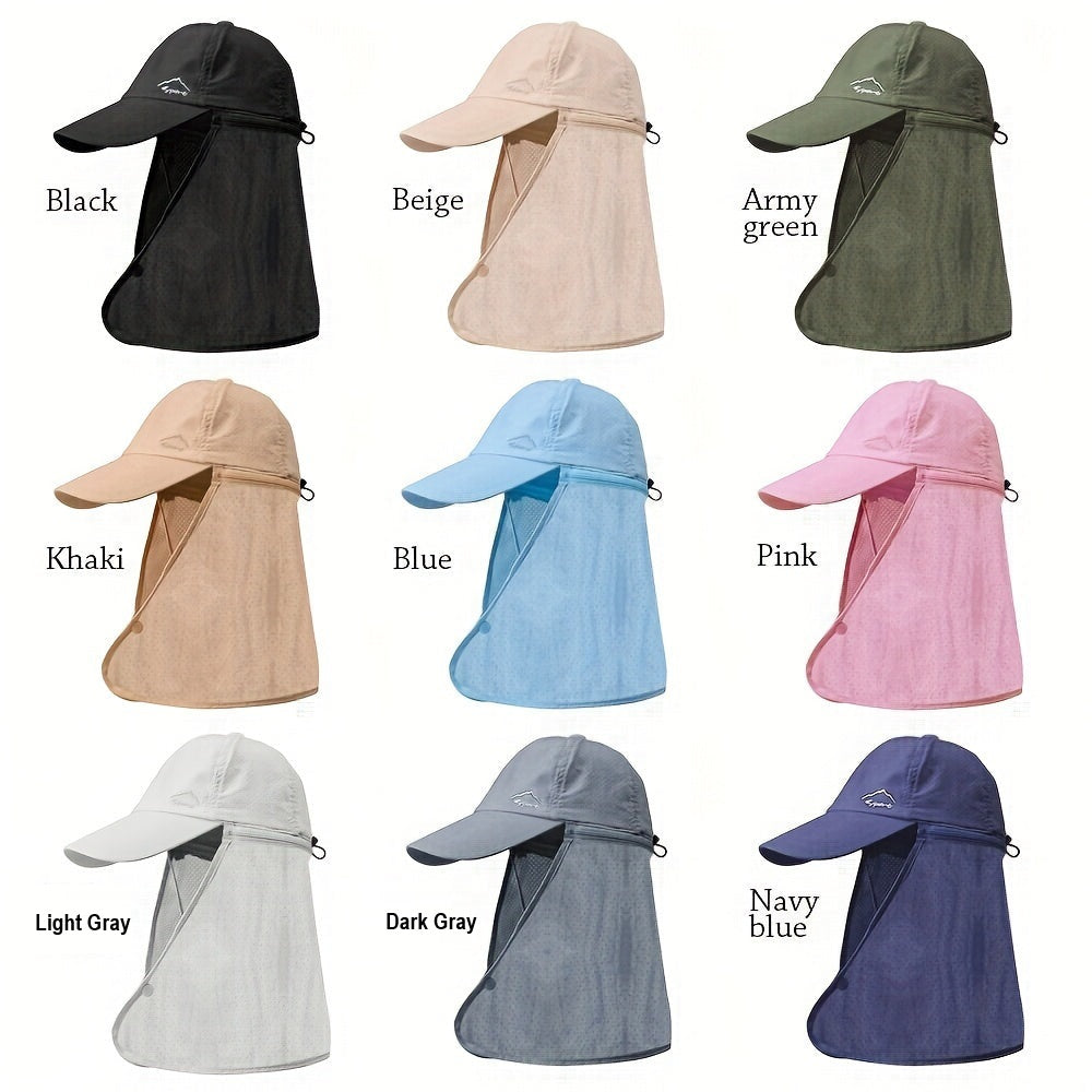 UPF 50+ trucker hat with ventilated crown and secure neck flap, ideal for intense sun.