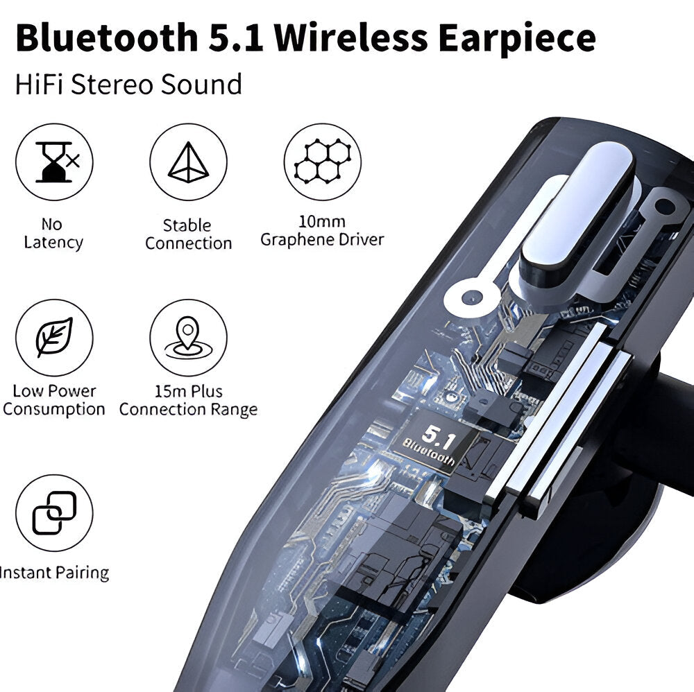 Unisex wireless Bluetooth 5.1 headset, featuring advanced noise cancelling for superior call clarity.
