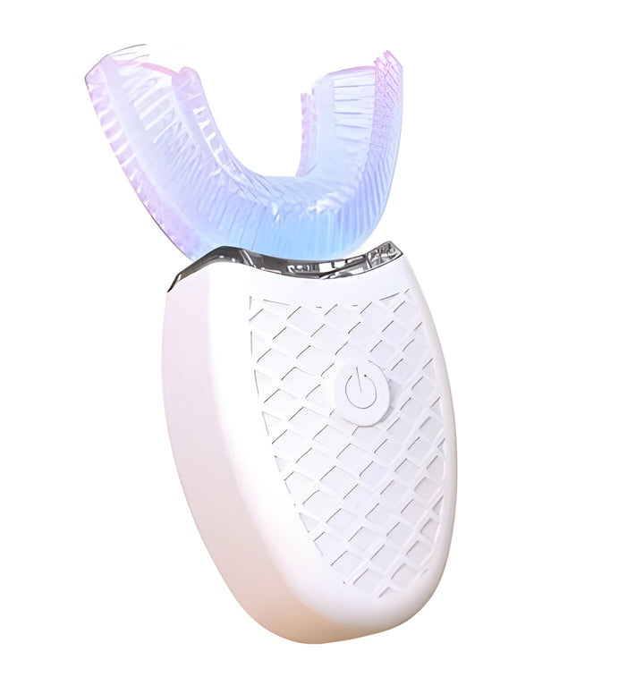 Unisex U-shaped electric ultrasonic toothbrush for automatic deep cleaning and comprehensive oral hygiene.