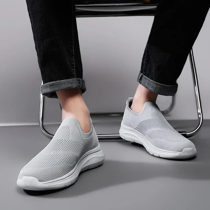 Laceless knit comfort shoes, unisex design perfect for walking, breathable & easy to wear.