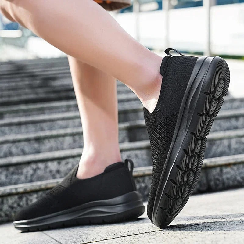 Unisex ultra comfort knit walking shoes, laceless design for effortless wear.