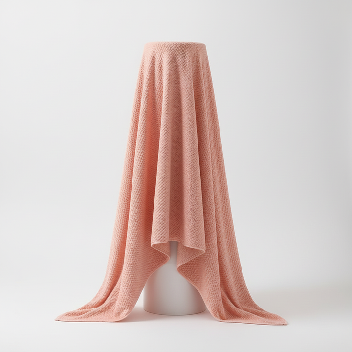 Soft microfiber oversized bath towel in a bathroom for luxurious comfort, quick dry