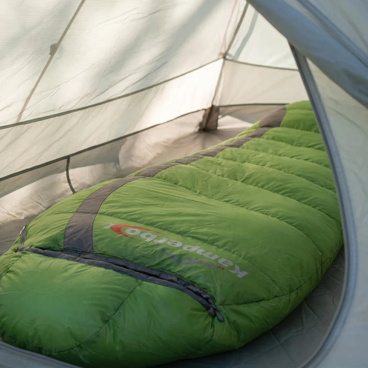 Unisex ultralight down mummy sleeping bag for backpacking & hiking. Warm, compressible outdoor gear.