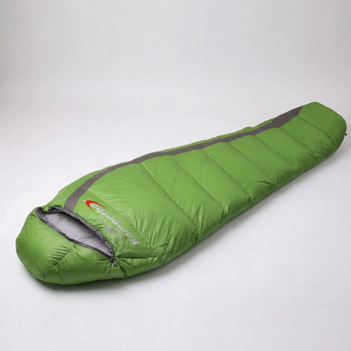Thermal down mummy sleeping bag, unisex. Ideal for cold weather camping & hiking. Lightweight & compact.
