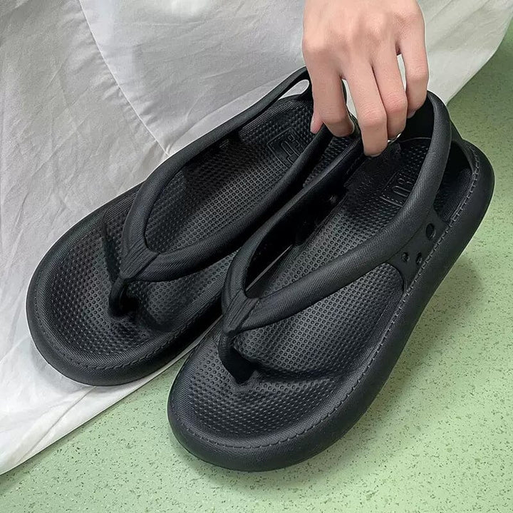 Foldable EVA sandals, showing their compact design for travel and beachwear