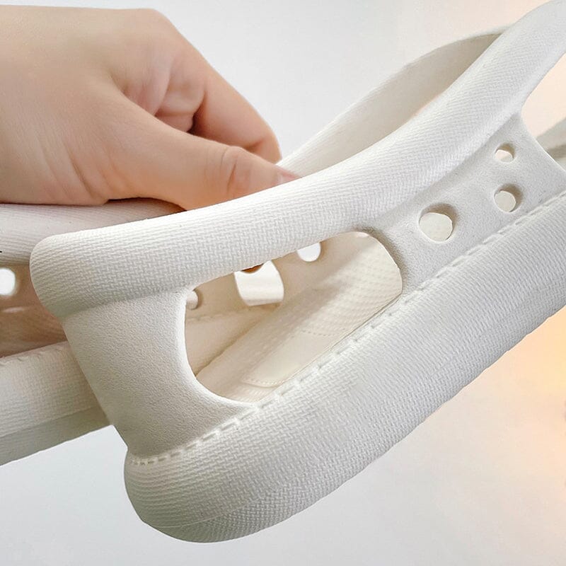 Close-up of the ultralight EVA material of summer sandals, comfort focused