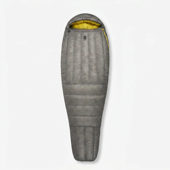 Durable ultralight mummy down sleeping bag, ideal for backpackers and campers seeking three-season comfort.