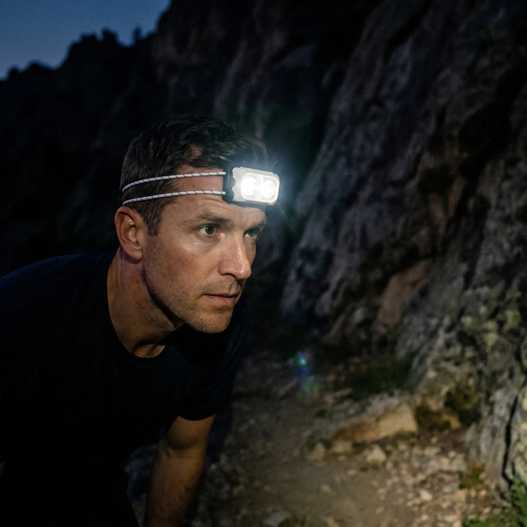 Unisex ultralight rechargeable LED headlamp, perfect for camping, running, and hiking adventures.