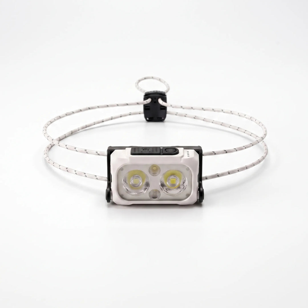 Compact rechargeable headlamp, great for trail running, backpacking, and emergency outdoor use.