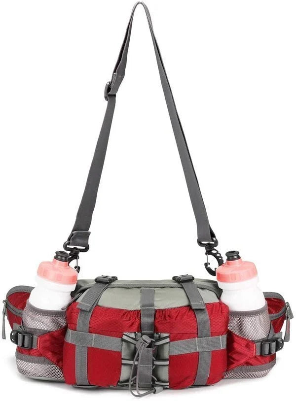 Unisex ultralight waterproof outdoor waist bag in black, front view, perfect for travel and sports