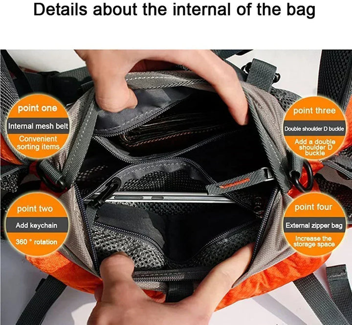 Side view of the Unisex Waterproof Outdoor Waist Bag, showing its slim profile and secure fit