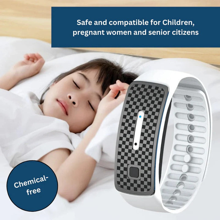Modern unisex ultrasonic mosquito repellent bracelet. Enjoy chemical-free bug protection for all outdoor fun.