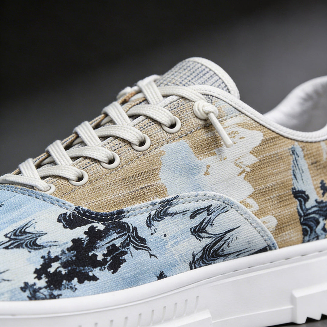 Comfortable unisex casual sneakers featuring a unique artistic pattern. Perfect for stylish everyday wear.