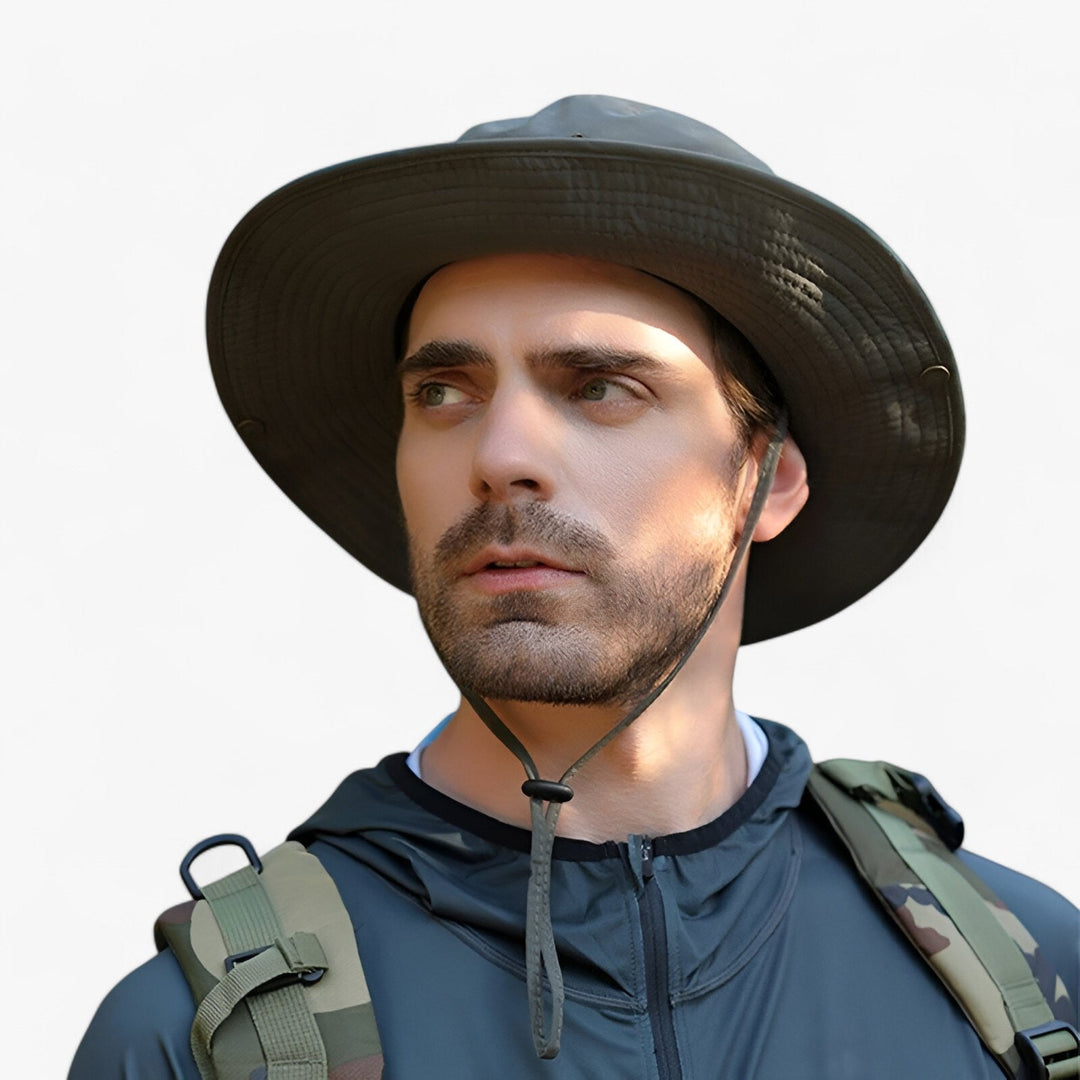 Johnny unisex UV-protective waterproof bucket hat in a neutral color, ideal for travel and outdoor adventures.