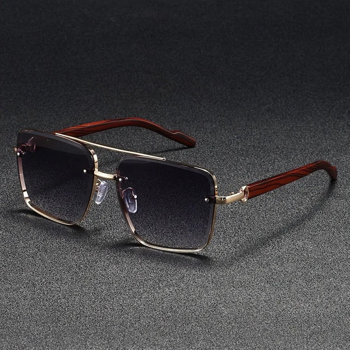Stand out with these urban square sunglasses, featuring unique woodgrain arms & multi-color lenses.