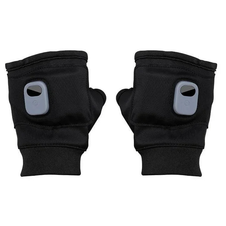 Warm unisex USB rechargeable fingerless gloves. Tech gloves for cold weather, hand warmth, and outdoor comfort.