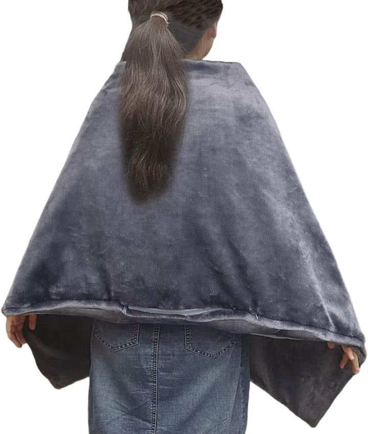Close-up of Venora USB heated shawl fabric texture, highlighting 3 heat levels and overheat protection