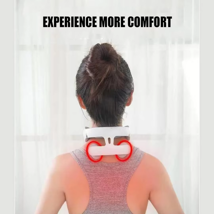 Portable USB rechargeable neck & shoulder massager for on-the-go muscle therapy and stress relief.