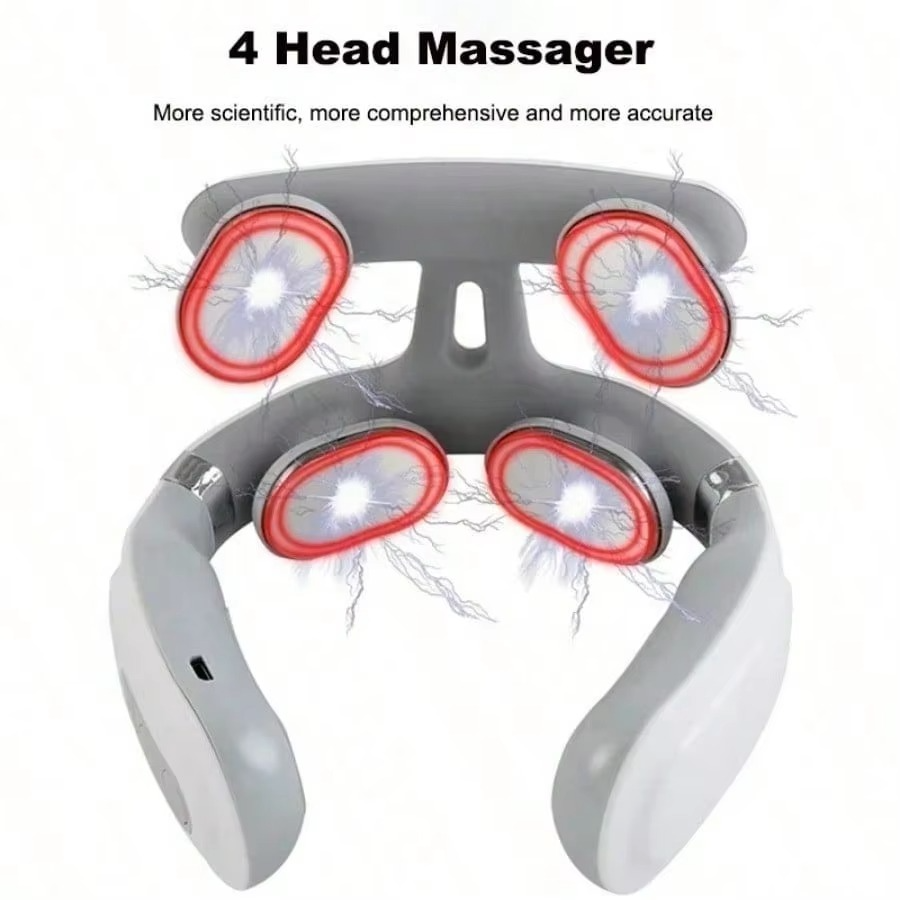 Sleek design of a black USB rechargeable neck & shoulder massager for muscle relaxation.