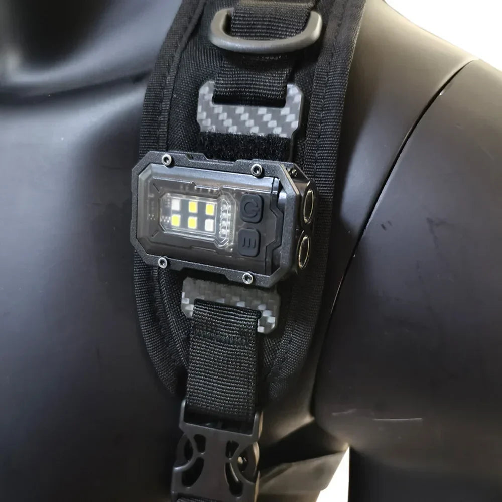Unisex USB rechargeable tactical LED flashlight, LumiTac Mini, waterproof for outdoor adventures.