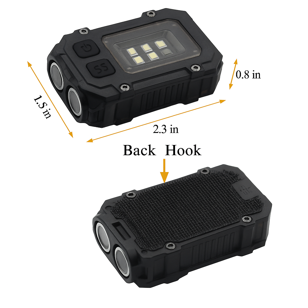 Unisex LumiTac Mini tactical flashlight, USB rechargeable, LED, with strong magnetic base & multiple modes.