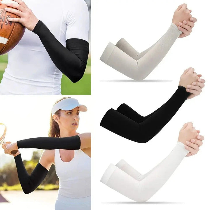 Athletic UV arm sleeves for cycling, driving, and sports. Comfortable sun protection for outdoor gear.