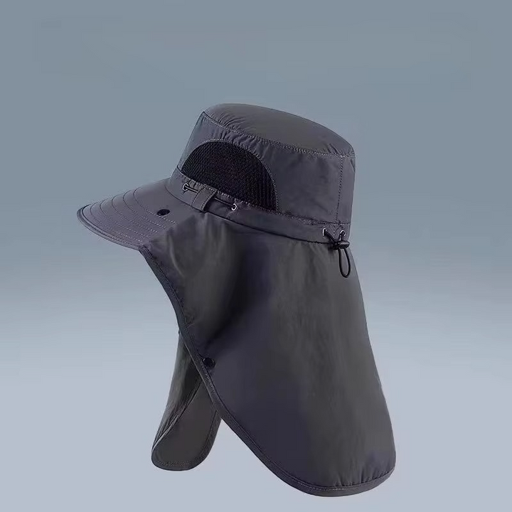 Wide brim hiking hat with neck flap for ultimate sun protection & breathability. Quick-dry fabric.