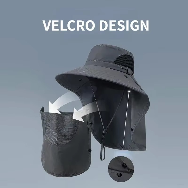Durable outdoor sun hat for men & women, wide brim, neck flap, excellent UV sun protection.
