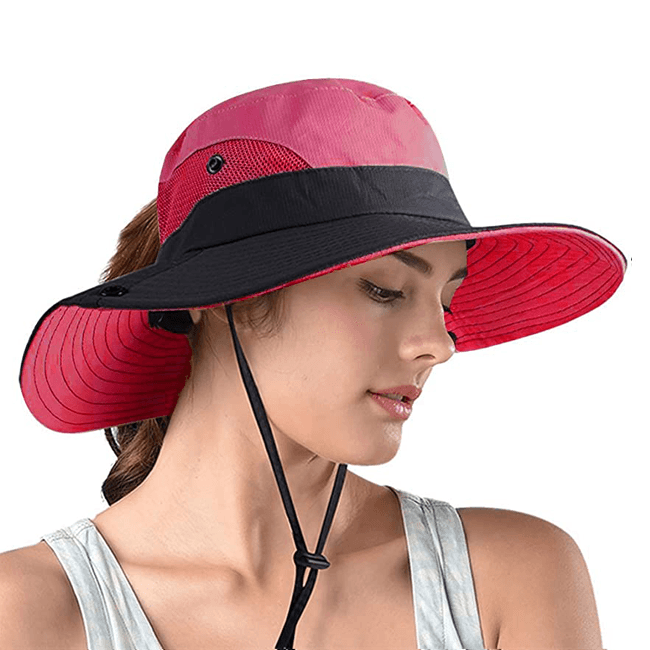 Beach accessory: foldable unisex visor bucket hat, maximum sun and UV protection
