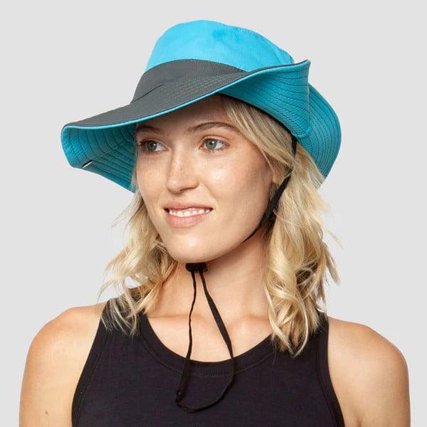 Close-up of a foldable UV protection visor bucket hat texture, unisex and lightweight