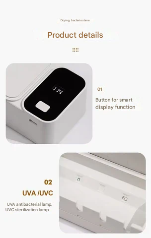 Hygienic wall-mounted UV toothbrush sterilizer, a clean solution for family dental health & bathroom organization.