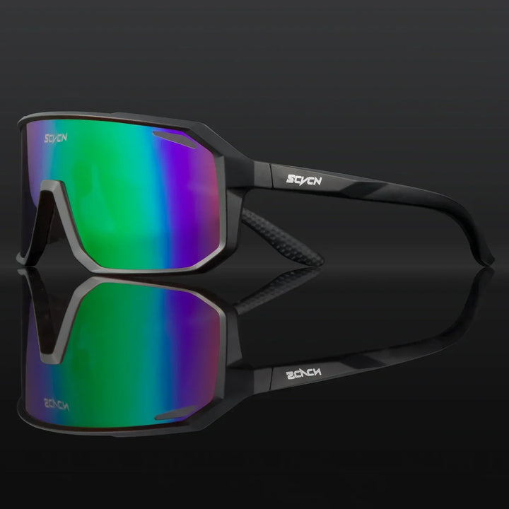 Premium UV400 mountain bike sunglasses on a clean background, highlighting sleek design.