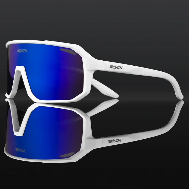 Ergonomic UV400 cycling sunglasses with a secure fit, essential for active outdoor sports.