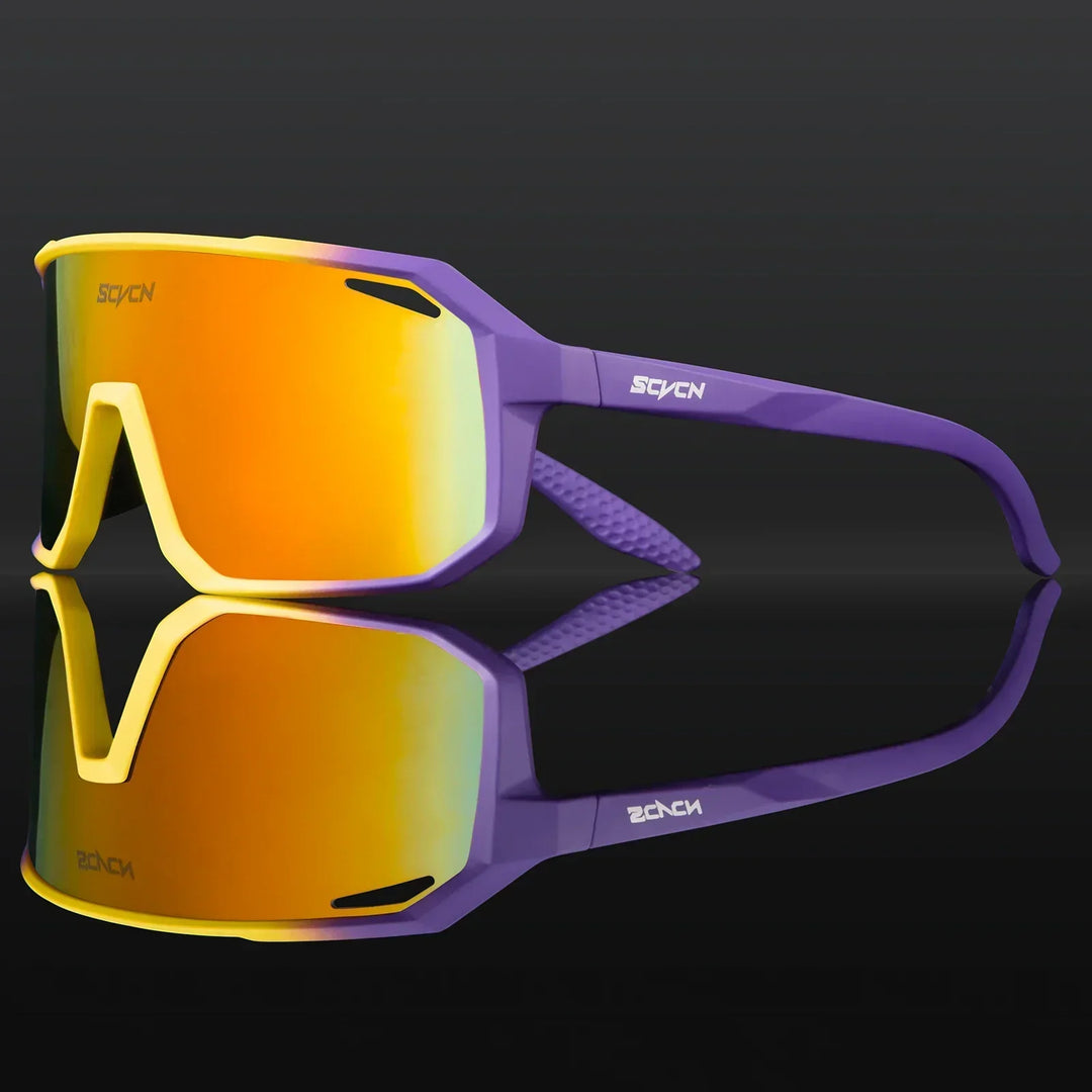 Nose pad detail of UV400 sport eyewear, ensuring secure grip during mountain biking & running.