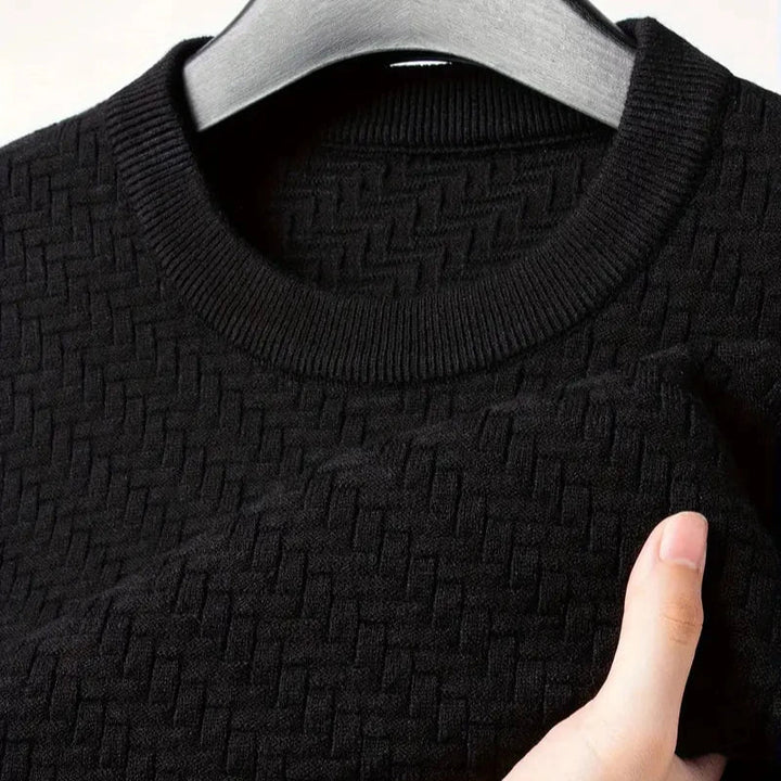 Black Valor textured knit sweater for everyday, stylish unisex pullover comfort.