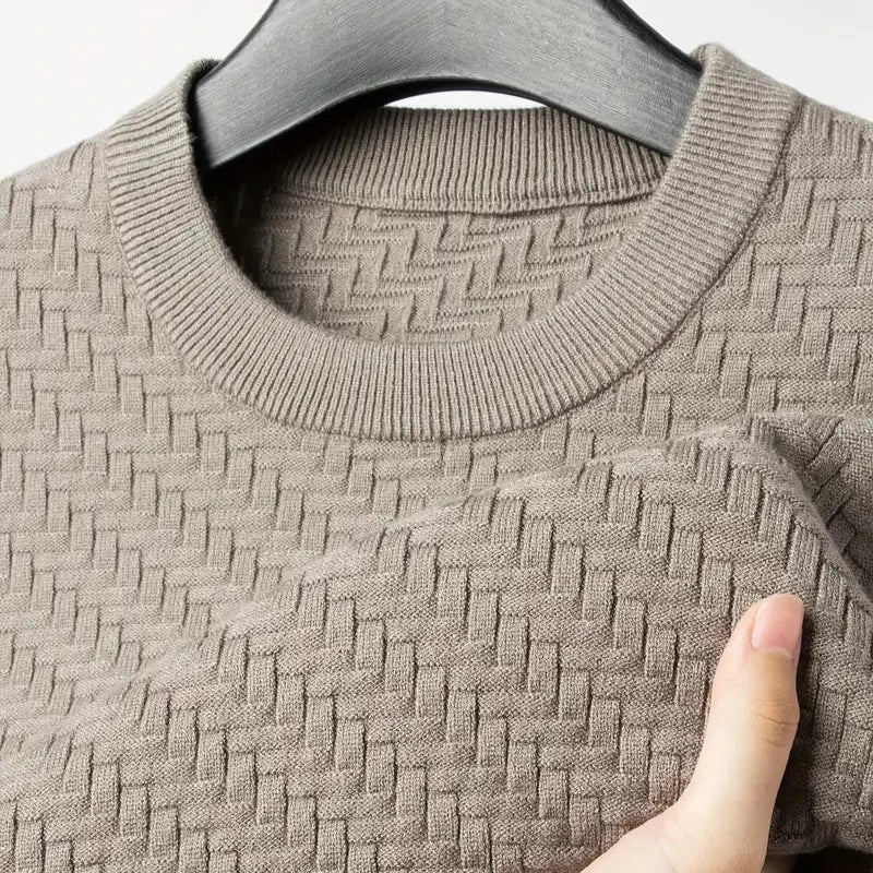 Gray Valor unisex textured knit sweater, a modern casual pullover for everyday comfort.