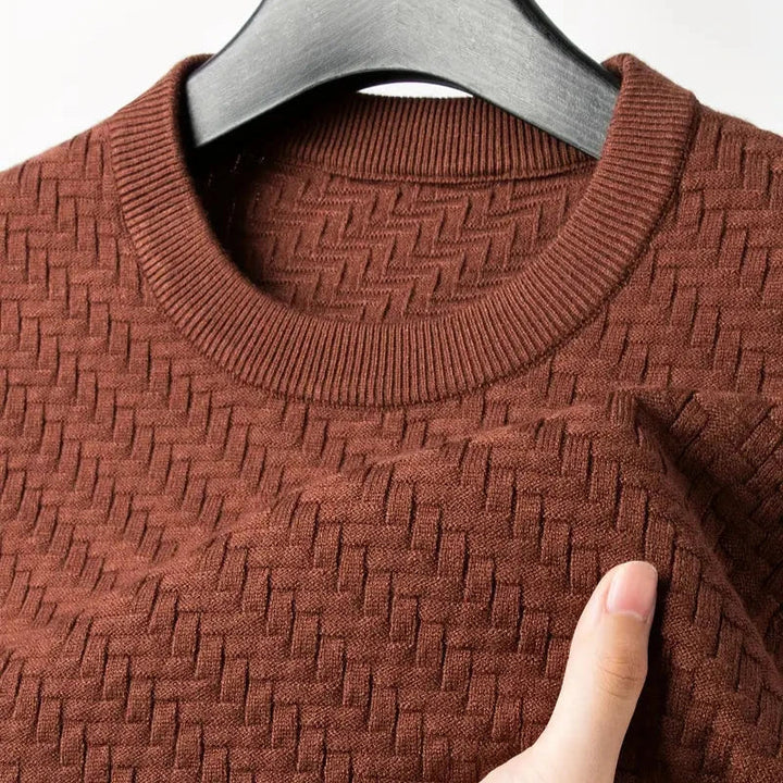 Unisex Valor textured knit sweater styled casually for everyday comfort and modern appeal.