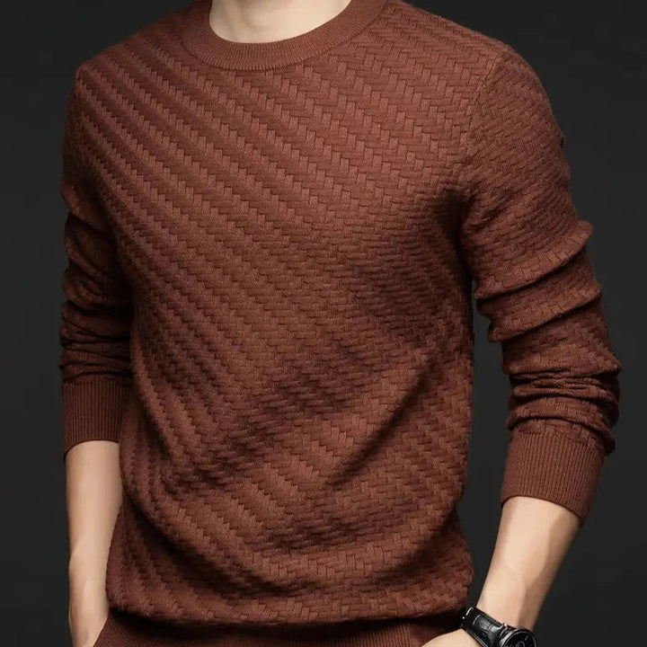 Modern unisex Valor textured knit pullover sweater, versatile for stylish everyday wear.