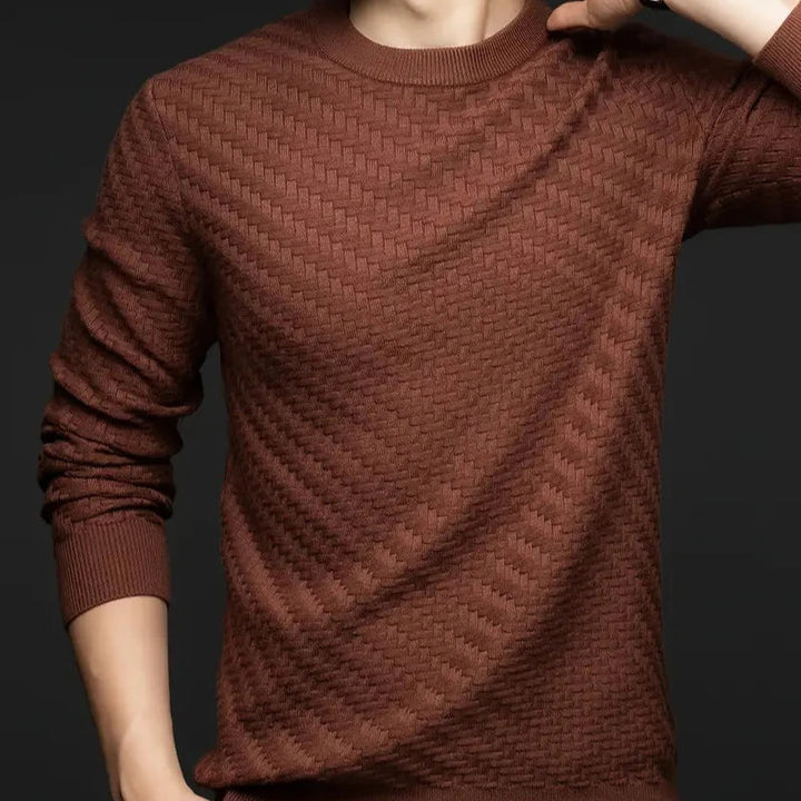 Gray Valor casual textured knit sweater, comfortable unisex pullover for everyday style.