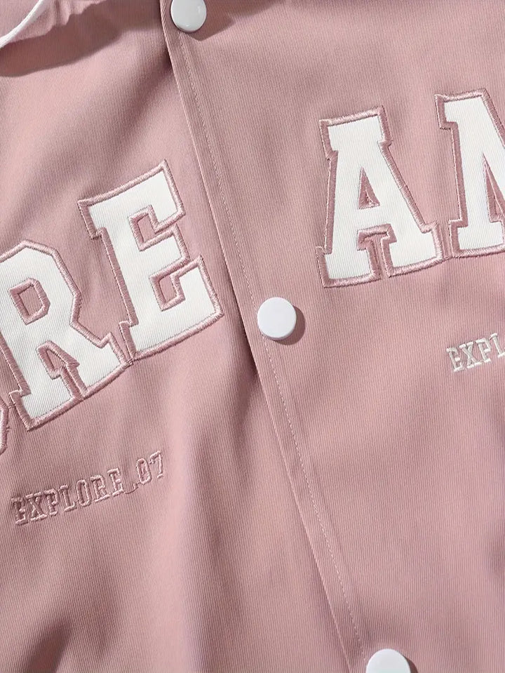 Autumn fashion: Unisex varsity jacket with hoodie, a comfortable & trendy bomber for casual wear.