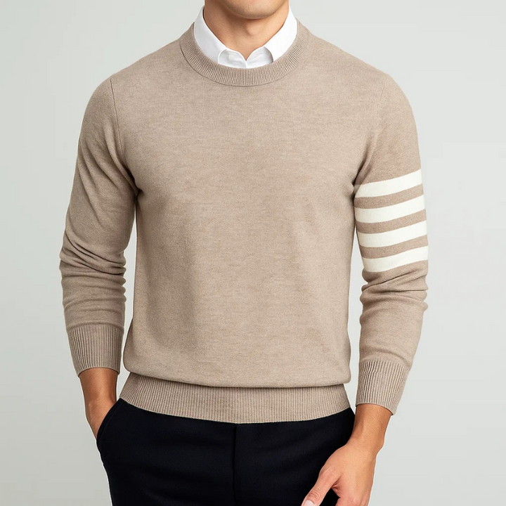 Cozy Unisex Varsity Knit Pullover, perfect for everyday wear. Soft, comfortable knit sweater with a relaxed fit.