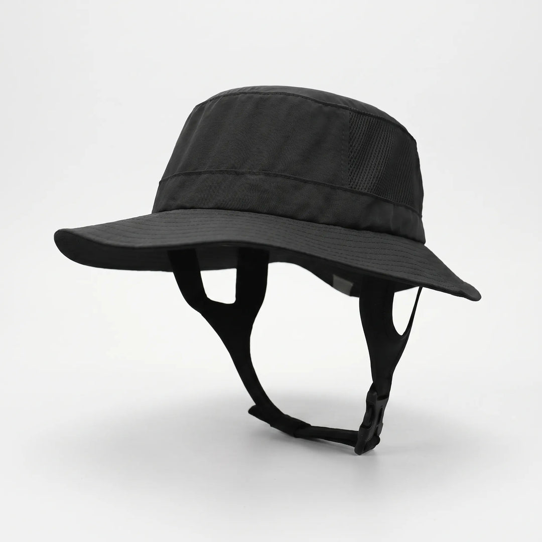 Durable unisex surf bucket hat for adventure. Ventilated design and wide brim offer superior sun protection outdoors.