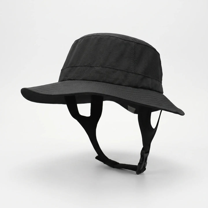 Durable unisex surf bucket hat for adventure. Ventilated design and wide brim offer superior sun protection outdoors.