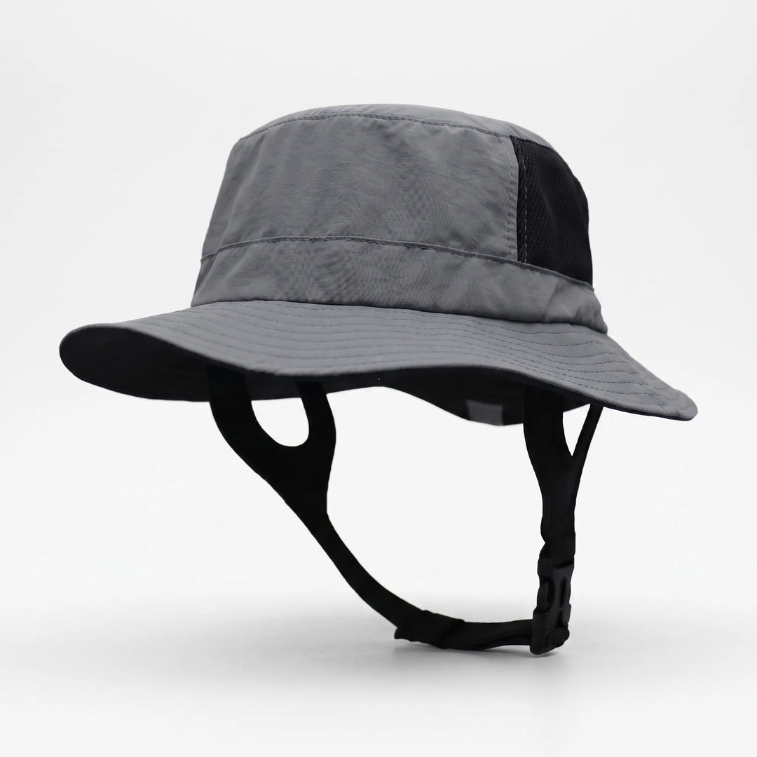 Versatile travel-friendly unisex surf bucket hat. Ventilated, wide brim hat offers sun protection for any outdoor adventure.