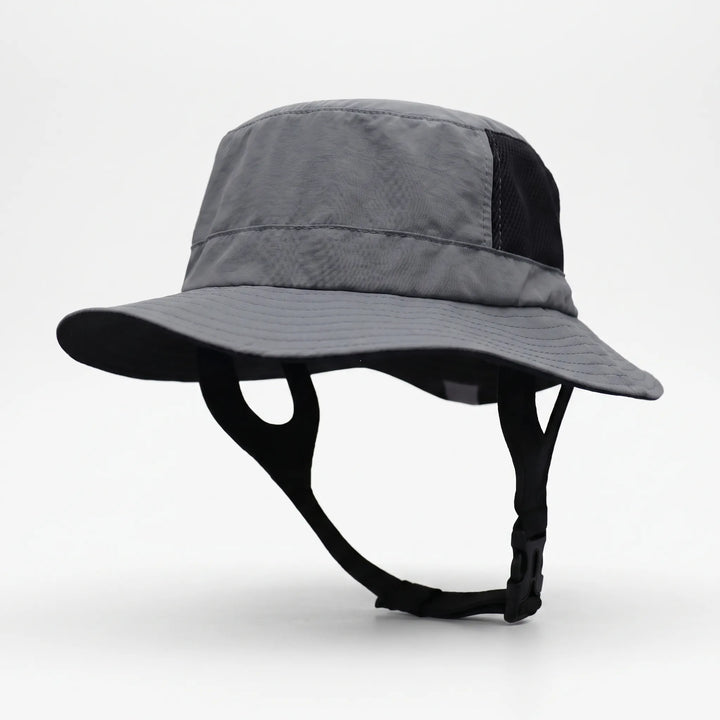 Versatile travel-friendly unisex surf bucket hat. Ventilated, wide brim hat offers sun protection for any outdoor adventure.