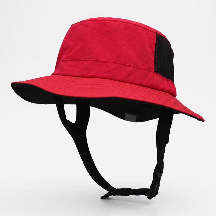 Unisex fishing bucket hat with ventilation. Wide brim offers sun protection for long days on the water & outdoor adventures.
