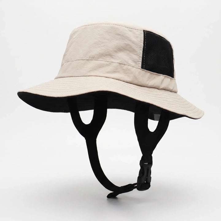 Comfortable unisex ventilated bucket hat for surfing. Wide brim provides essential sun protection for outdoor adventures.