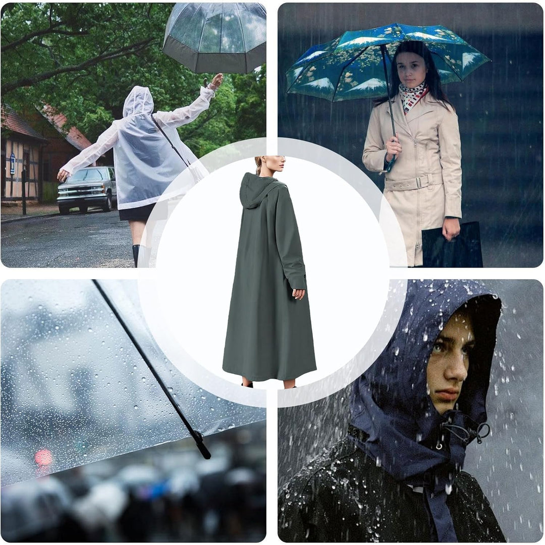 Fashionable Veridra long raincoat, lightweight and waterproof for men and women, great for city or travel